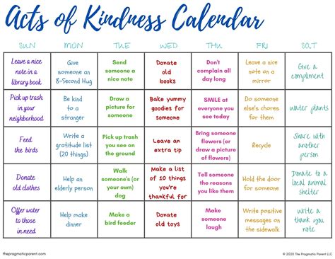 kindness calendar for 2023